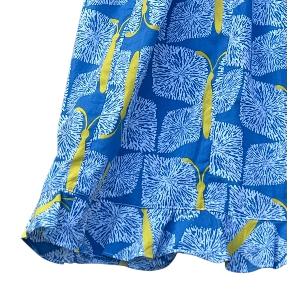 Lilly Pulitzer Franco butterfly blue yellow strapless ruffle mini dress Y2K - Picture 9 of 12